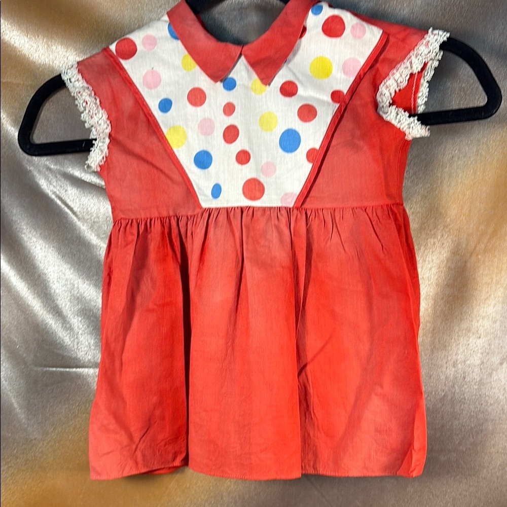 Vintage Red Polka Dot Kids Dress. A3